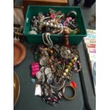 A TRAY OF COSTUME JEWELLERY