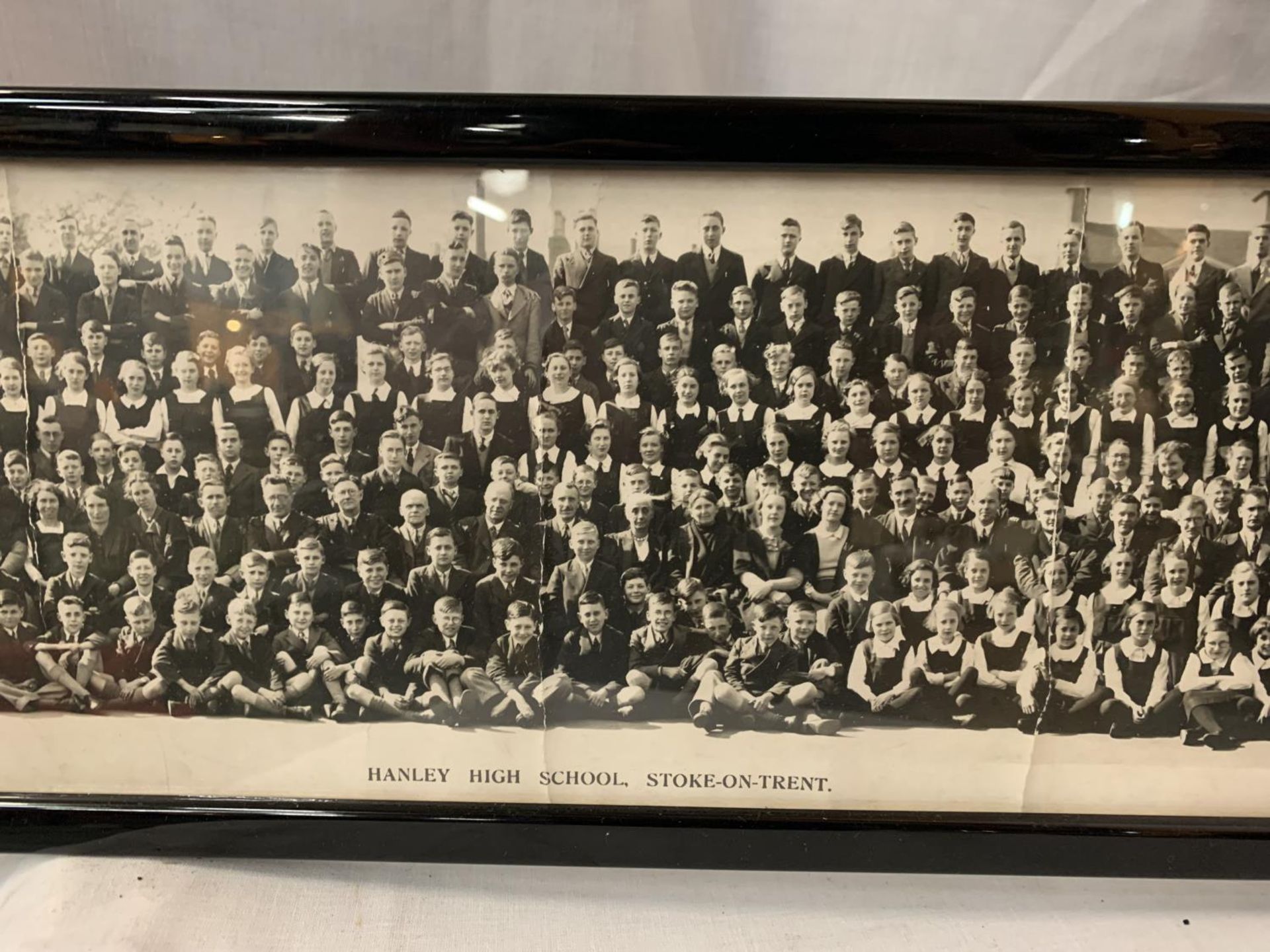 A FRAMED PANORAMIC PICTURE OF THE CLASSES AT HANLEY HIGH SCHOOL YEAR 1938 - Image 4 of 4