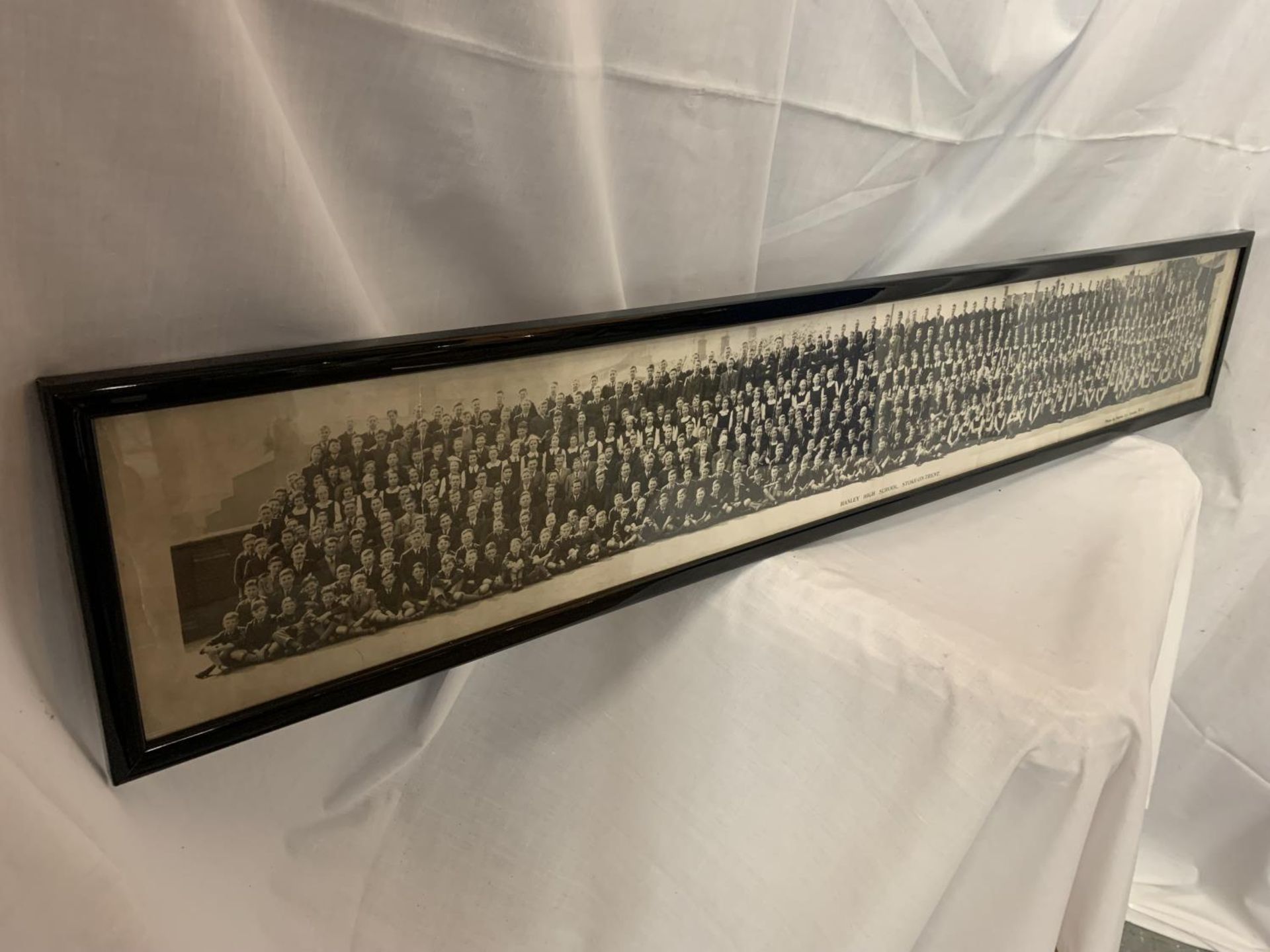 A FRAMED PANORAMIC PICTURE OF THE CLASSES AT HANLEY HIGH SCHOOL YEAR 1938 - Image 2 of 4