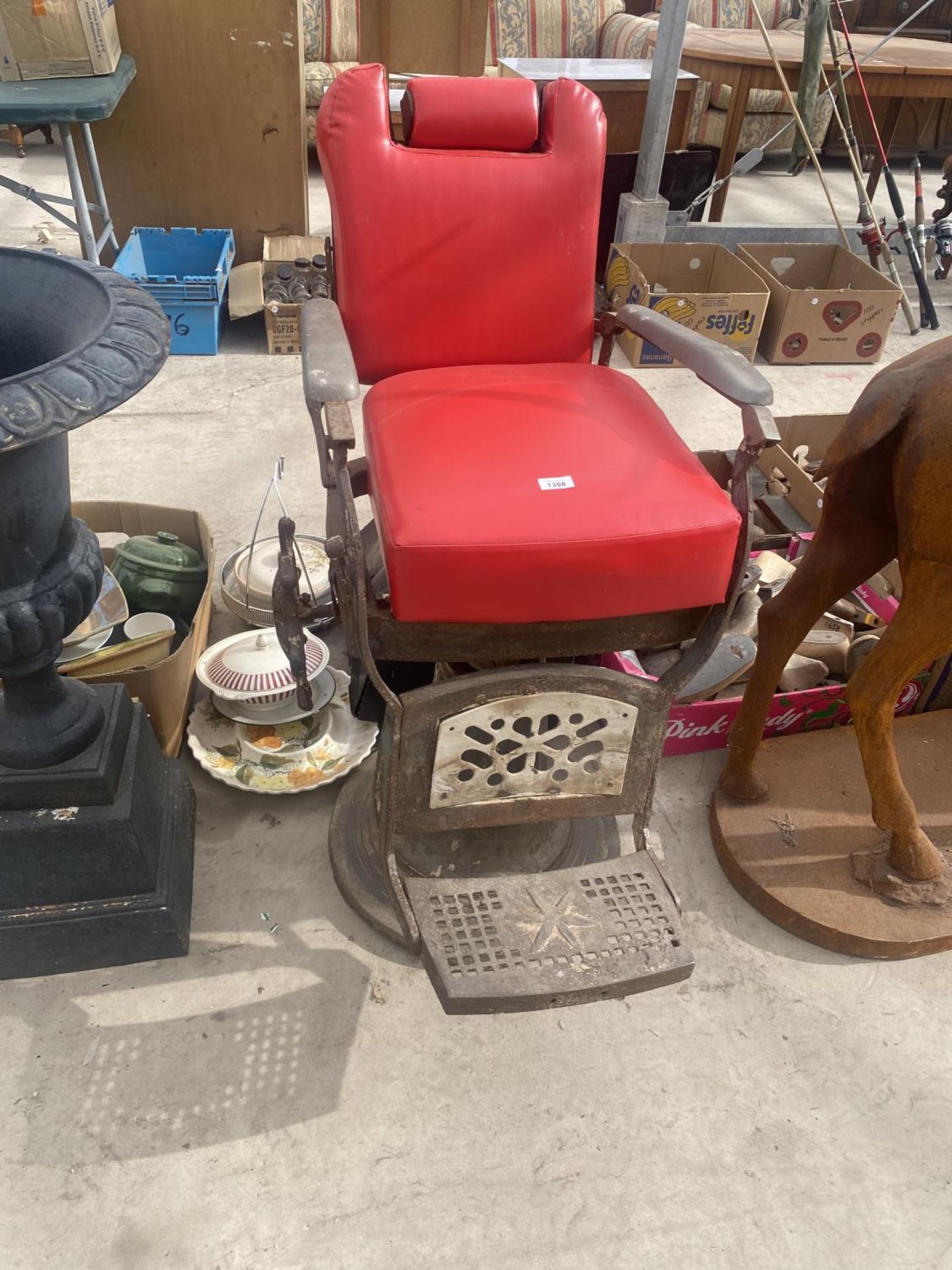 A VINTAGE RECLINING DENTIST CHAIR