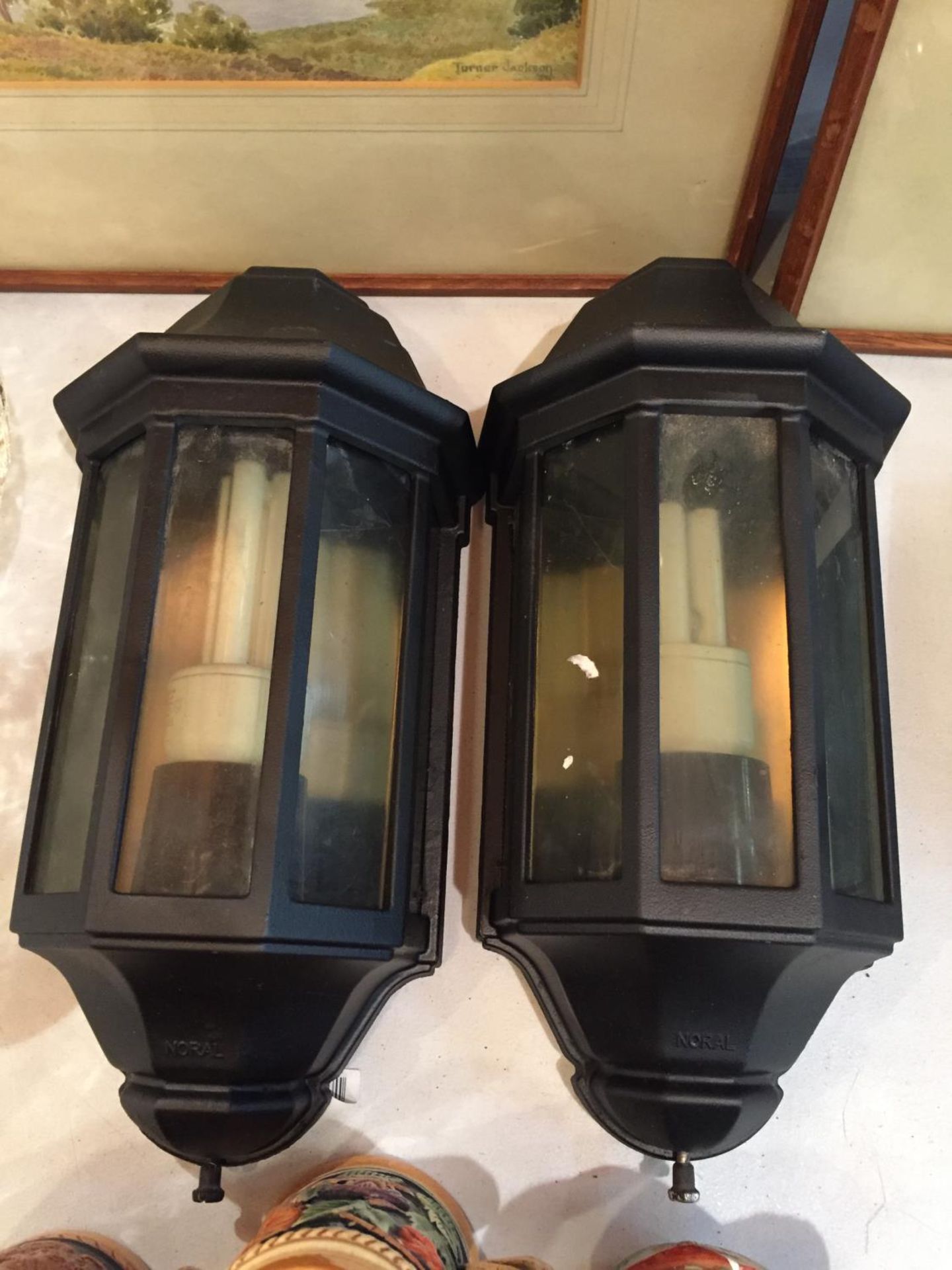 A PAIR OF NORAL MINI CAPRI OUTSIDE WALL LIGHTS