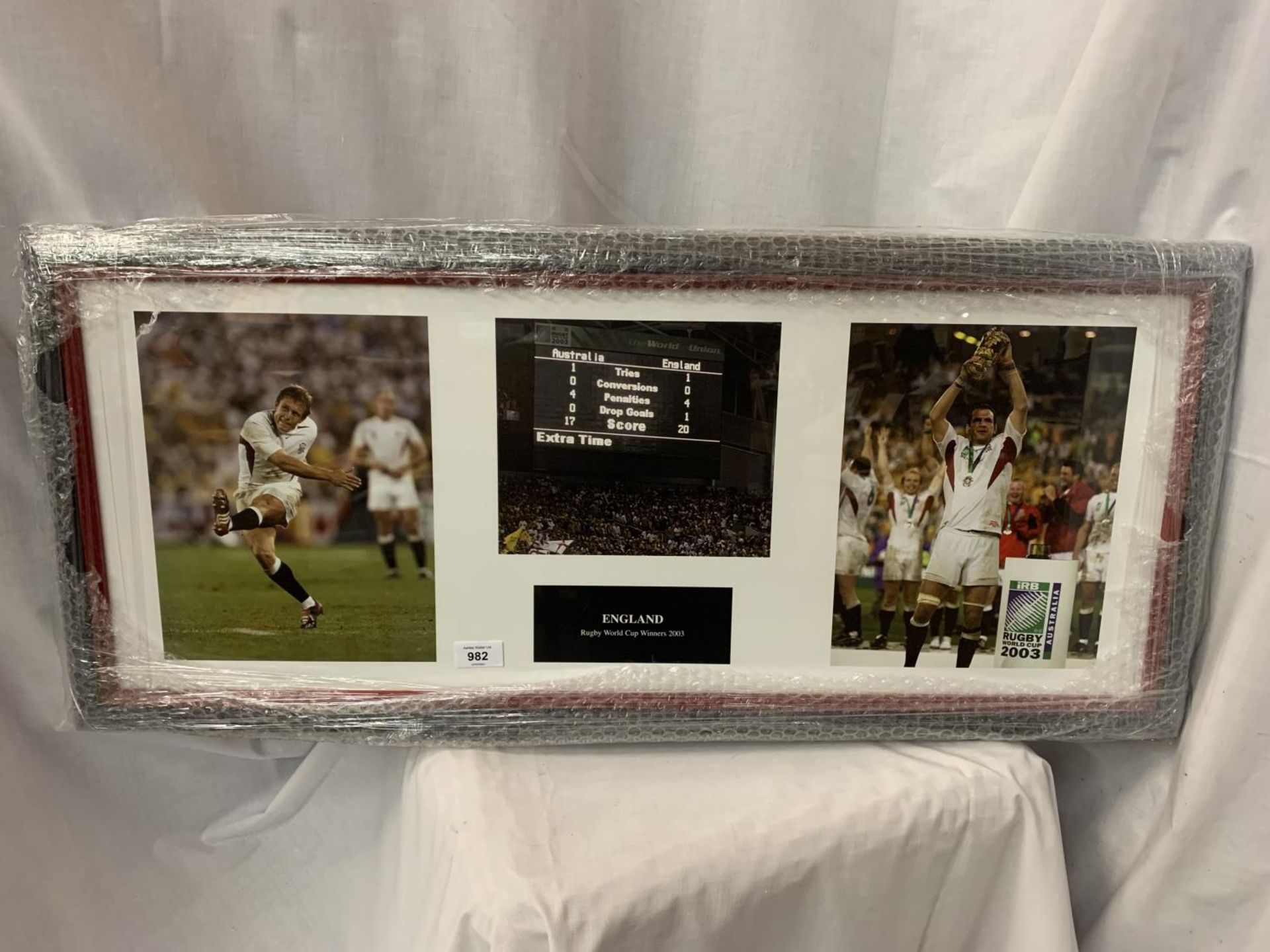 A FRAMED ENGLAND RUGBY WORLD CUP WINNERS 2003 MONTAGE