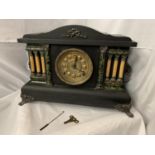 A VICTORIAN EIGHT DAY CATHEDRAL GONG EBONISED MANTEL CLOCK BY THE SESSIONS CLOCK CO.