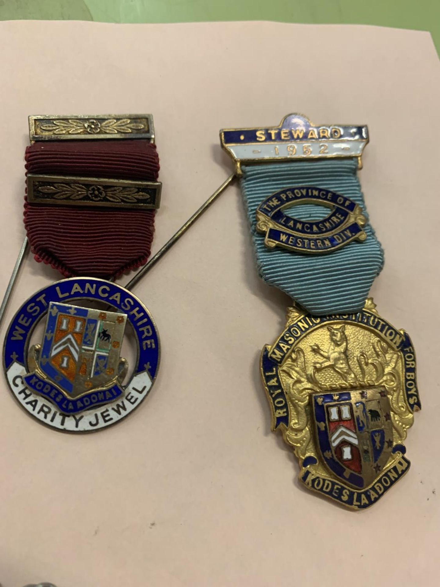 THREE MASONIC MEDALS ONE MARKED SILVER AND A WHITE METAL WIMBLEDON NECK CHECK - Image 2 of 3