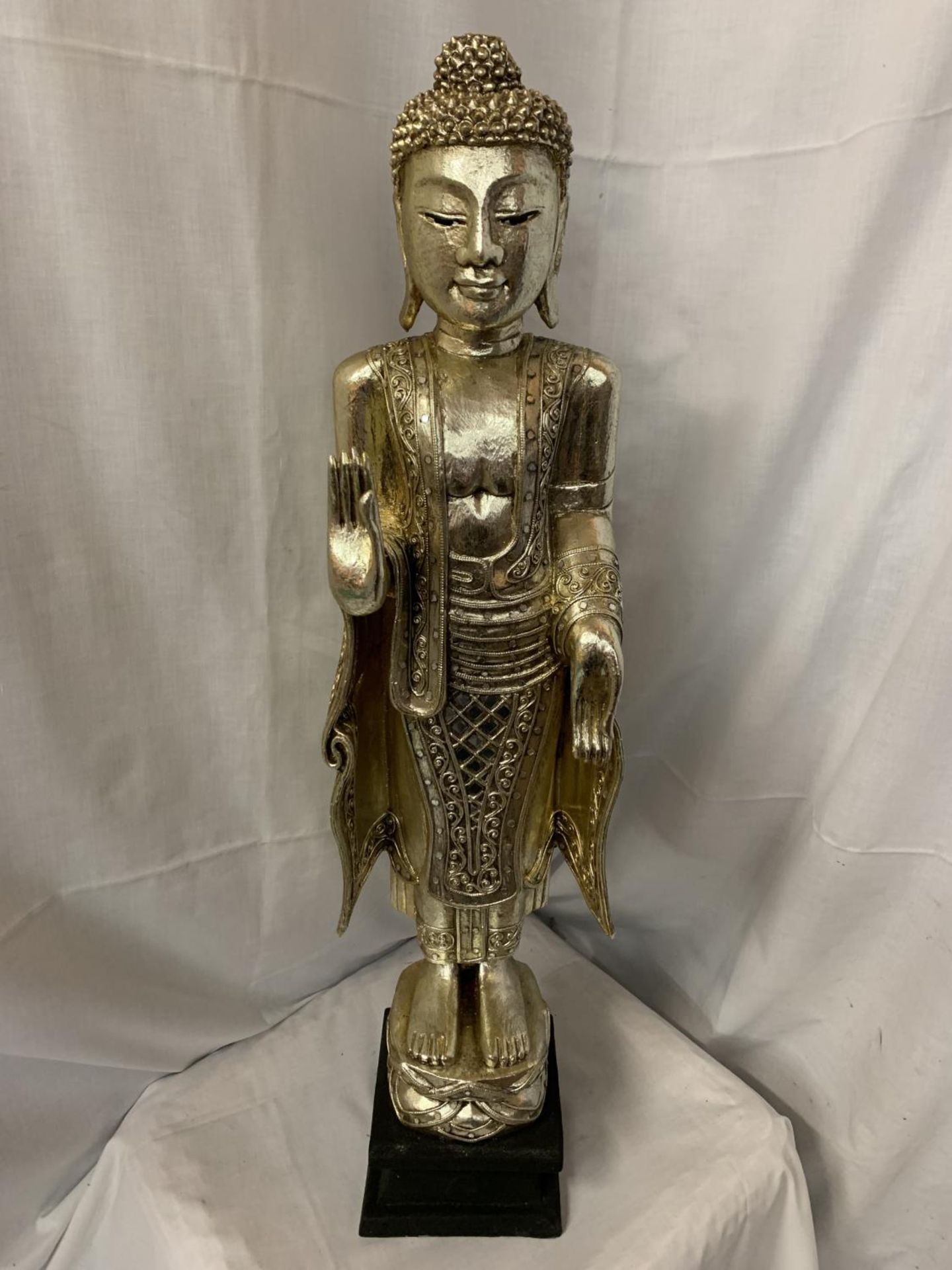 A LARGE GILT PAINTED INDIAN FIGURE H:86CM