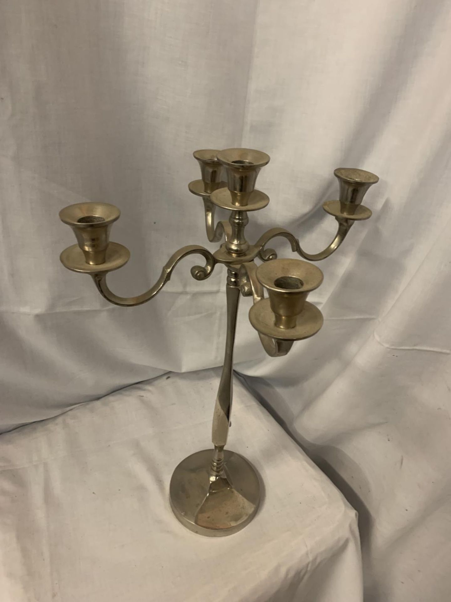 A CHROME FIVE CANDLE CANDELABRA H:51cm - Image 2 of 2