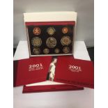 A ROYAL MINT 2001 TEN COIN PROOF SET IN HARD CASE WITH COA .