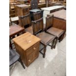 A SET OF FOUR EARLY 20TH CENTURY OAK DINING CHAIRS AND A PINE LOCKER