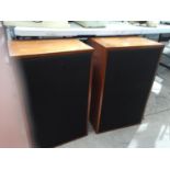 A PAIR OF LARGE WOODEN CASED SPEAKERS