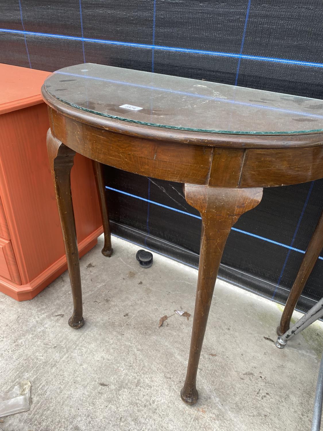 A DEMI-LUNE HALL TABLE AND DRESSING STOOL - Image 4 of 4