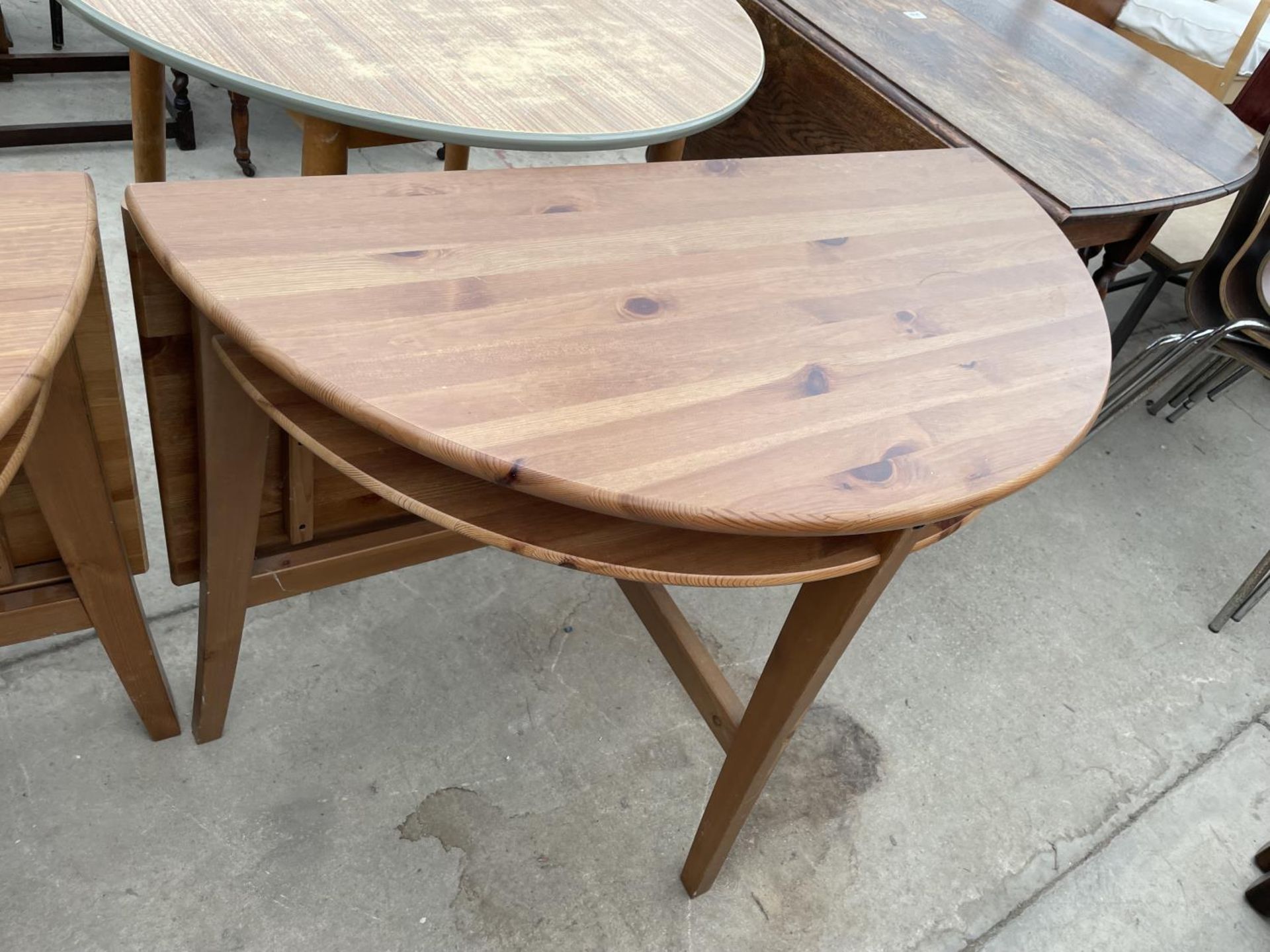 TWO PINE DROP LEAF TABLES - Image 4 of 5
