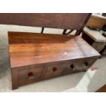 A HARDWOOD COFFEE TABLE ENCLOSING SIX DRAWERS, 47X22"