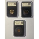 A UK GOLD SOVEREIGN, HALF SOVEREIGN AND QUARTER SOVEREIGN, QUEEN ELIZABETH 11, 2012, NEATLY