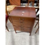 AN EDWARDIAN MAHOGANY FIVE DRAWER MUSIC CHEST, 19.5" WIDE