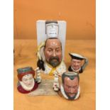 FOUR ROYAL DOULTON TOBY JUGS TO INCLUDE 'HENRY VIII'