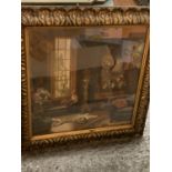 A GILT FRAMED PICTURE OF STATELY HOME ROOM