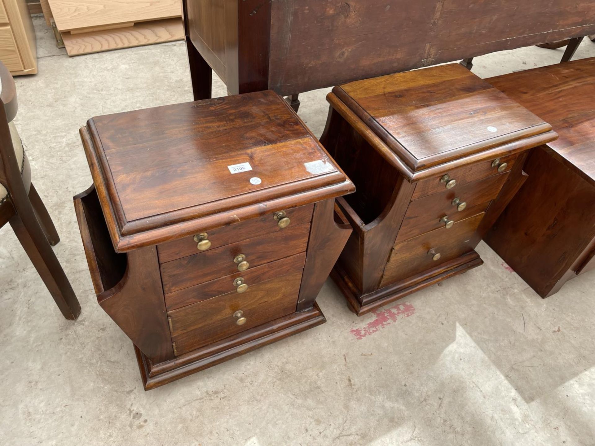 PAIR OF HARDWOOD CHEST/MAGAZINE RACKS