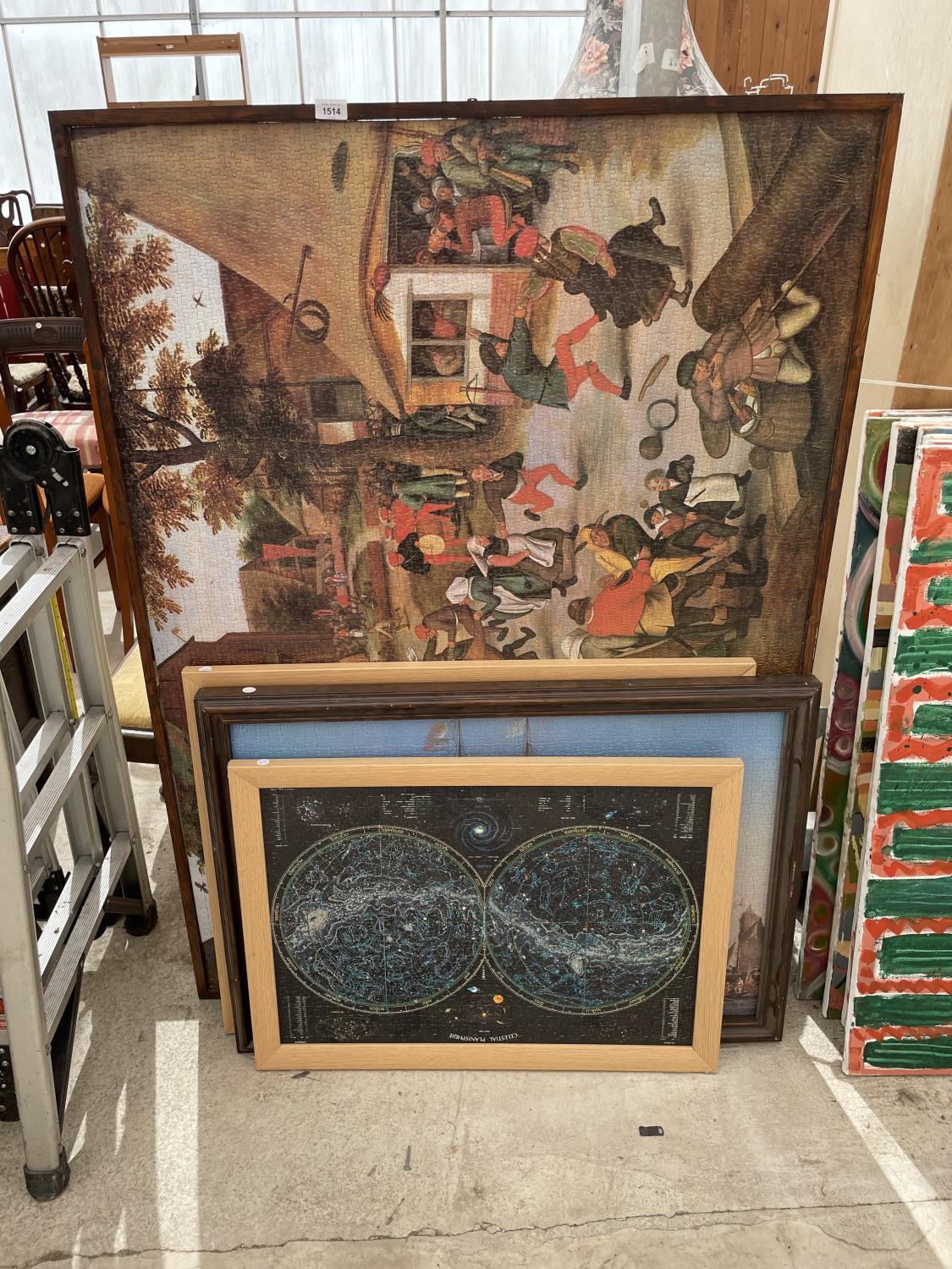 AN ASSORTMENT OF FRAMED JIGSAW PUZZLES