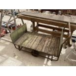 A VINTAGE TWO WHEELED MARKET GARDENERS TROLLEY