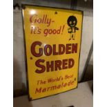 AN ENAMEL GOLDEN SHRED ADVERTISING SIGN