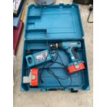A MAKITA BATTERY DRILL WITH SPARE BATTERY AND CHARGER