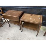 AN OAK 'FLEET FURNITURE' TROLLEY AND ONE OTHER