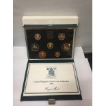 A ROYAL MINT 1985 EIGHT COIN PROOF SET IN HARD CASE WITH COA .