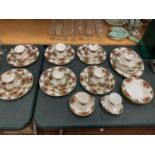 FORTY PIECES OF OLD COUNTRY ROSES DINNER WARE TO INCLUDE TRIOS, DINNER PLATES, MEAT PLATE ETC