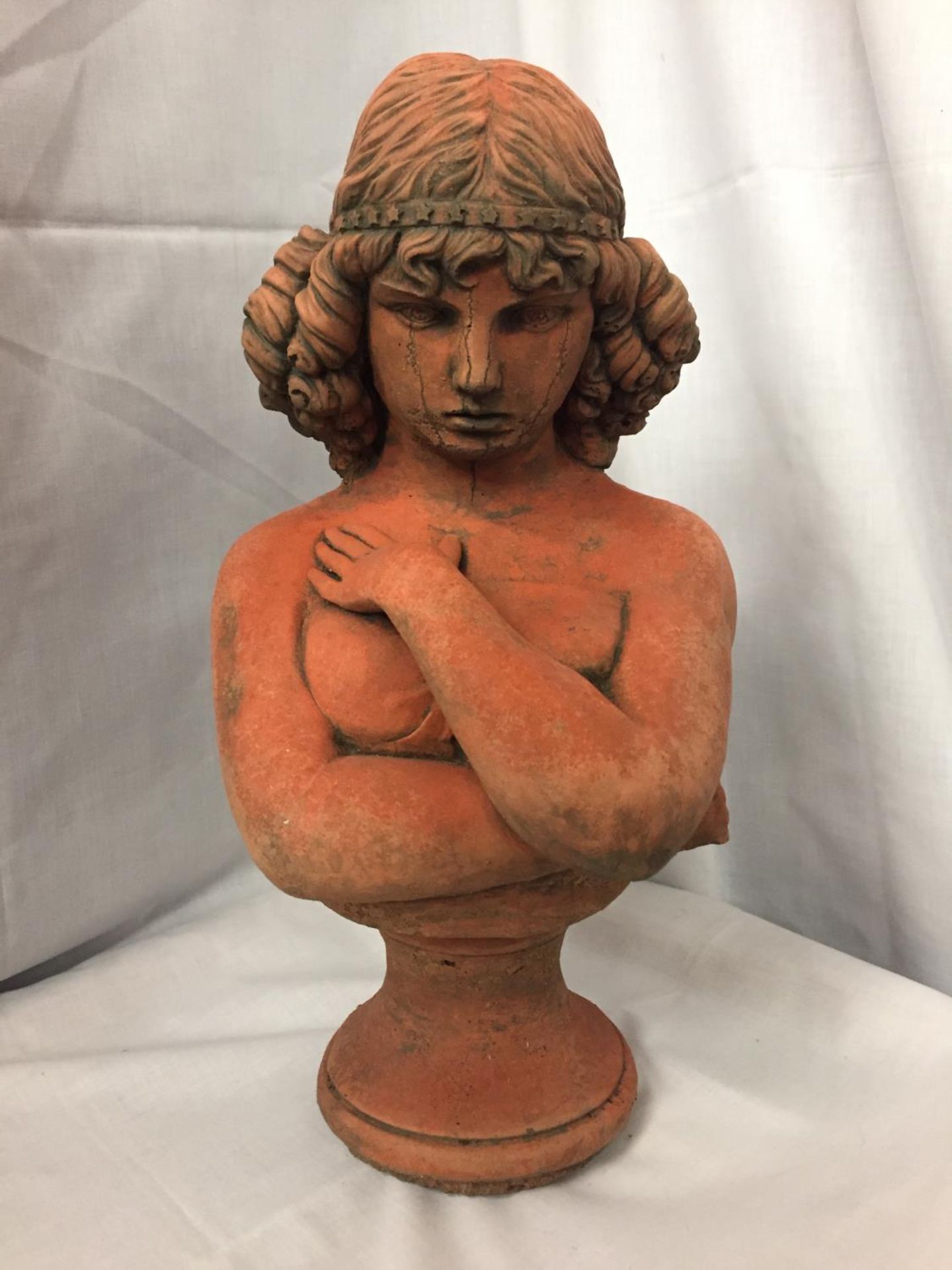 A TERRACOTA BUST OF A LADY