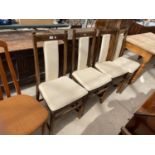 A SET OF FOUR ERCOL (517 DESIGN) DINING CHAIRS
