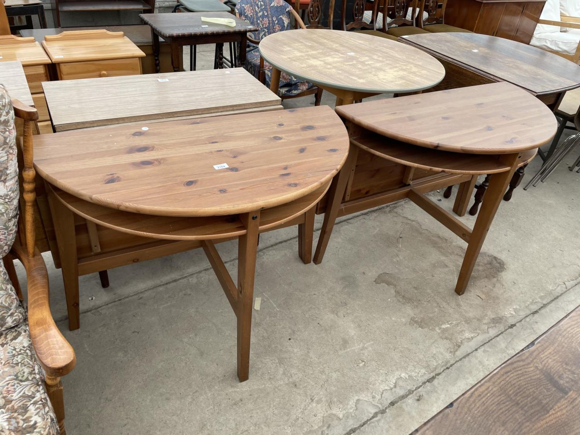 TWO PINE DROP LEAF TABLES