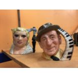 TWO LARGE ROYAL DOULTON TOBY JUGS 'THE CELEBRITY COLLECTION' MAE WEST AND JIMMY DURANTE