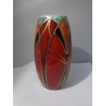 AN ANITA HARRIS HAND PAINTED GOTHIC ARCHES VASE SIGNED IN GOLD