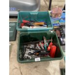 AN ASSORTMENT OF HAND TOOLS TO INCLUDE SPANNERS, A G CLAMP AND SCREW DRIVERS ETC