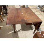 A GEORGE III MAHOGANY DROP-LEAF DINING TABLE WITH TWO END DRAWERS, 40X53" OPENED