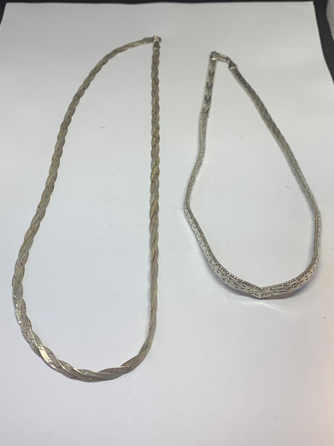 TWO SILVER NECKLACES