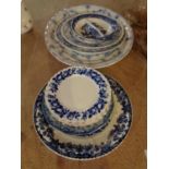 A VARIETY OF BLUE AND WHITE PLATES