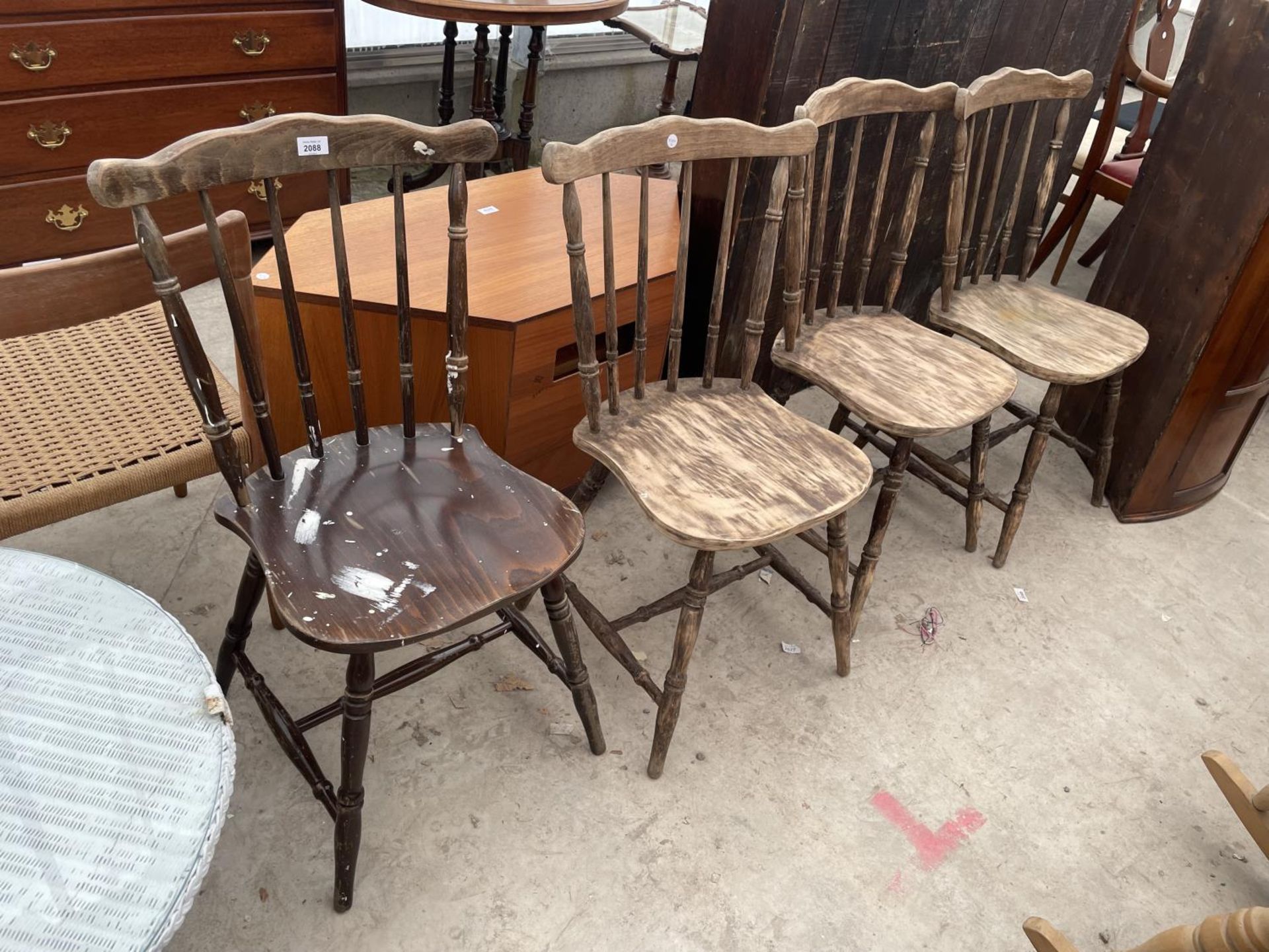 FOUR BEECH KITCHEN CHAIRS