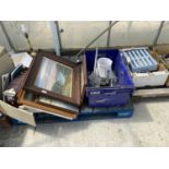 AN ASSORTMENT OF HOUSEHOLD CLEARANCE ITEMS TO INCLUDE PRINTS AND PICTURES AND A LAMP ETC