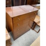 A RETRO TEAK AUSTINSUITE CHEST OF FIVE DRAWERS, 32" WIDE