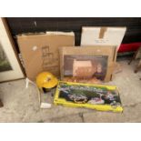 AN ASSORTMENT OF MODEL MAKING KITS AND A HELMET