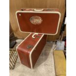 A PAIR OF VINTAGE LEATHER TRAVEL CASES