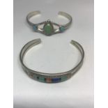 TWO SILVER NAVAJO BANGLES