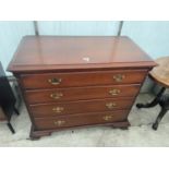 A GEORGIAN STYLE MAHOGANY CHEST OF FOUR GRADUATED DRAWERS BEARING ARCHER & SMITH LTD LABEL, 39.5"
