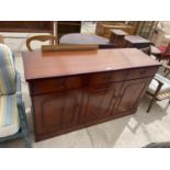 A MAHOGANY EFFECT SIDEBOARD, 54" WIDE