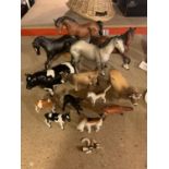 A SELECTION OF BESWICK AND CERAMIC ANIMALS. DAMAGE TO SEVERAL PIECES; MAINLY LEGS