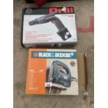 A BLACK AND DECKER JIGSAW AND A BATTERY DRILL