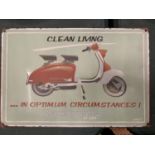 A LAMBRETTA TIN SIGN 20CM X 30CM