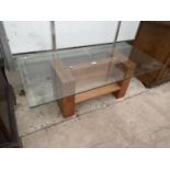 A MODERN GLASS TOP COFFEE TABLE, 43X22"