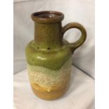 A LARGE WEST GERMAN POTTERY HANDLED VASE HEIGHT 39CM